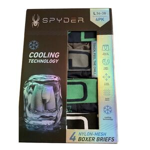 Spyder Mens 4 Pack Nylon Mesh Boxer Briefs Cooling Technology L 36-38